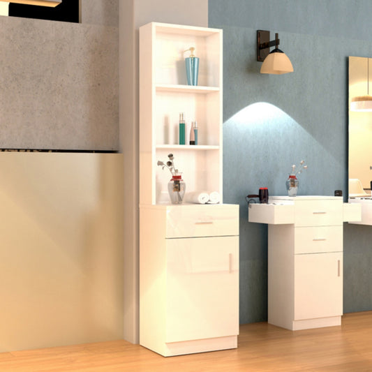 Standing 5 Compartments 1 Drawer 1 Door MDF Barber Cabinet White
