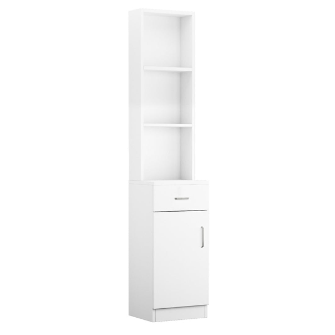 Standing 5 Compartments 1 Drawer 1 Door MDF Barber Cabinet White